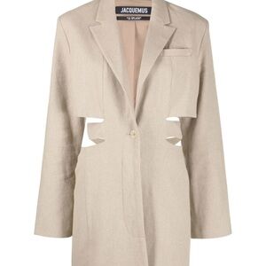 Brand New Jacquemus Beige Cut-Out Blazer Dress